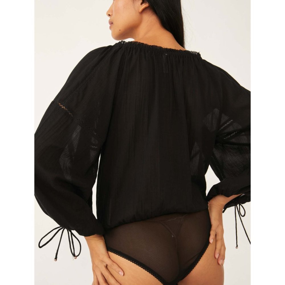 đLAST CHANCEđ NWT Free People Solid Sundown Bodysuit / Black - Picture 4 of 7